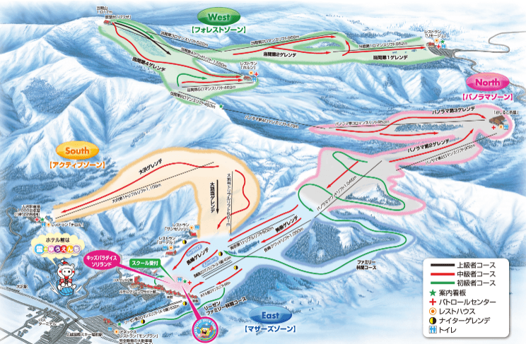 上越國際滑雪場, 滑雪道地圖