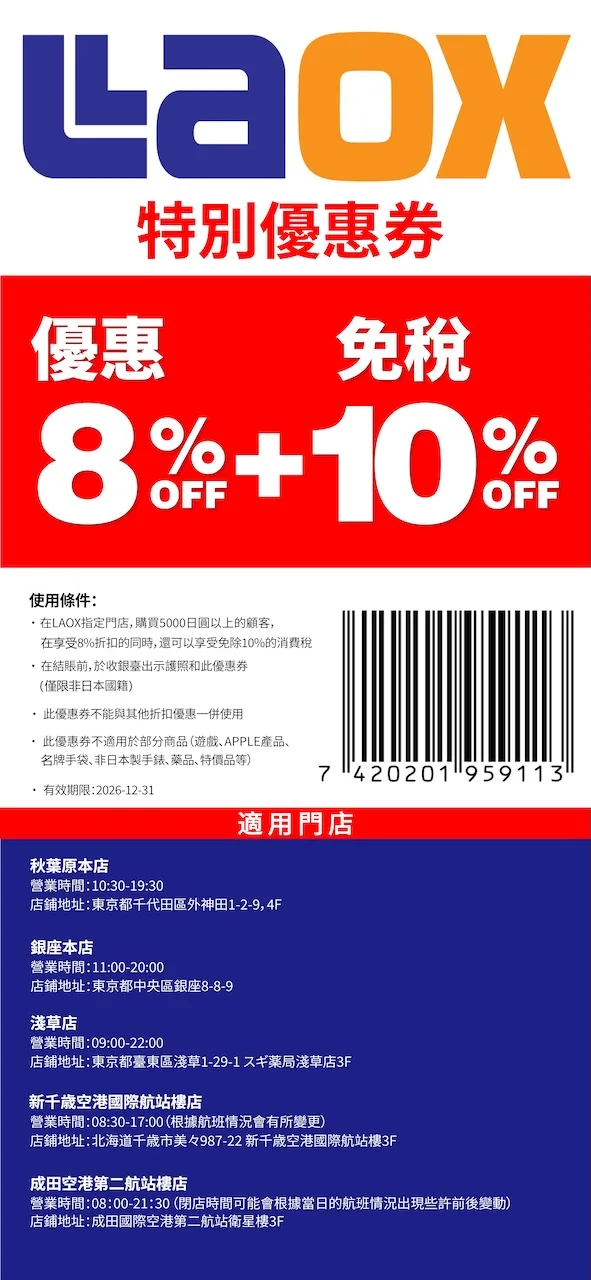 2026 最新 Laox 優惠折扣券免費下載領取