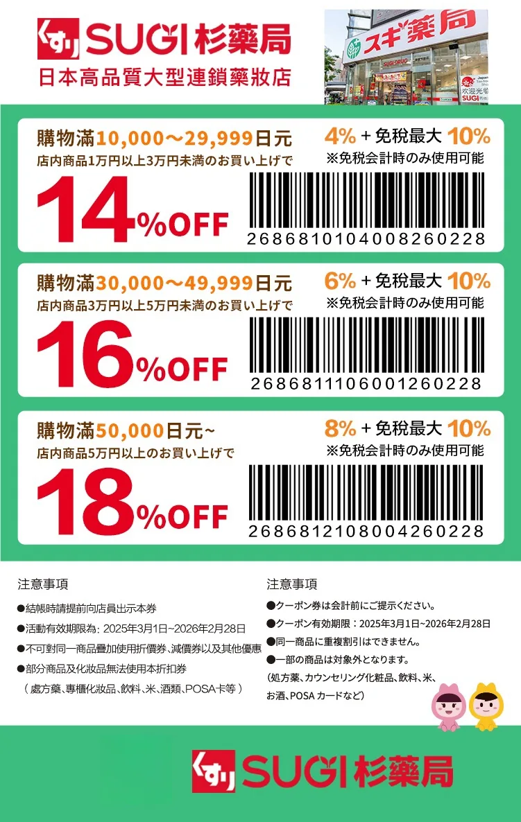 sugi藥局優惠折扣券, sugidrug coupon 免費下載領取