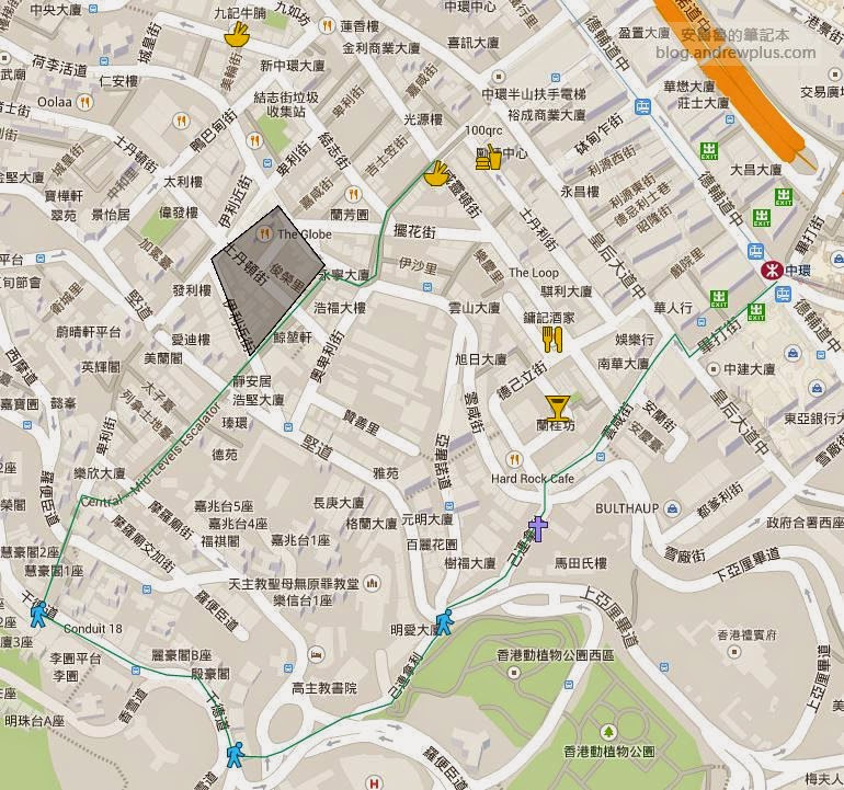 中環半山扶手電梯,散步地圖